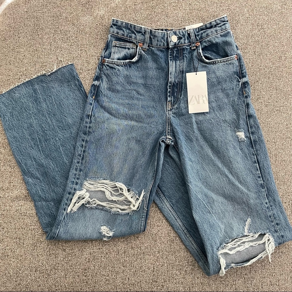 Zara high rise wide length jeans
